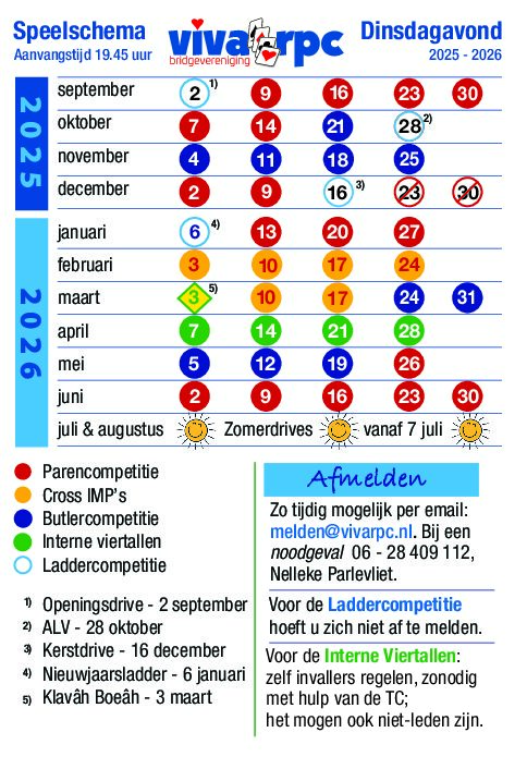 Schema seizoen 2025-2026