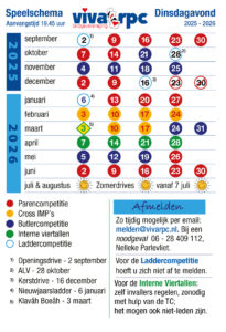 Schema seizoen 2025-2026